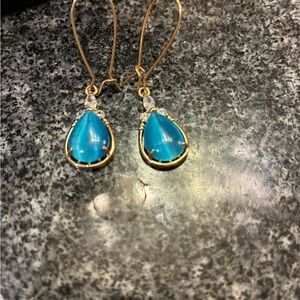 Elegant Gold and Blue Teardrop Earrings